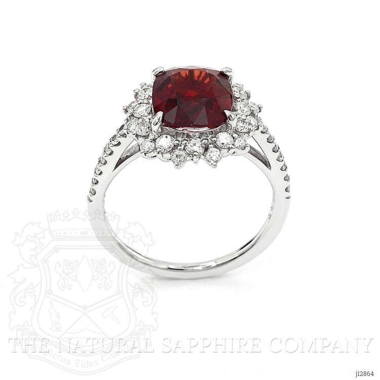 2.37 Ct. Red Spinel and Natural Diamond Pave Ring, Platinum 900