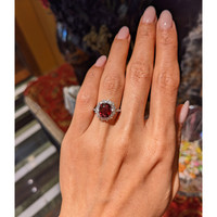 2.37 Ct. Red Spinel and Natural Diamond Pave Ring, Platinum 900 Life Style