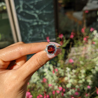 2.37 Ct. Red Spinel and Natural Diamond Pave Ring, Platinum 900 Life Style