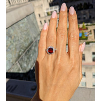 2.37 Ct. Red Spinel and Natural Diamond Pave Ring, Platinum 900 Life Style