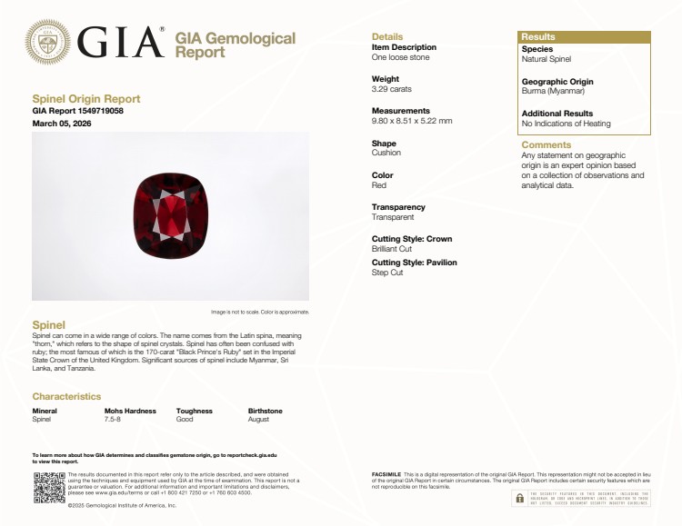 3.29 Ct. Red Spinel and Natural Diamond Pave Ring, Platinum 900