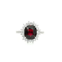 3.29 Ct. Red Spinel and Natural Diamond Pave Ring, Platinum 900 Video