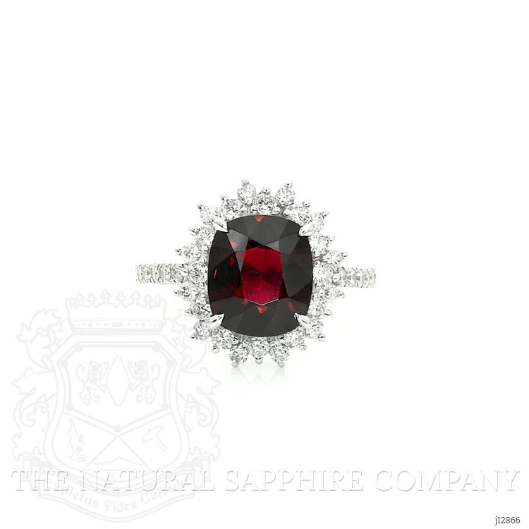3.29 Ct. Red Spinel and Natural Diamond Pave Ring, Platinum 900