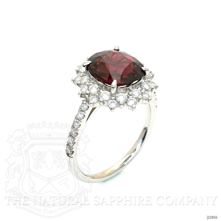 3.29 Ct. Red Spinel and Natural Diamond Pave Ring, Platinum 900