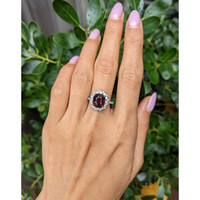 3.29 Ct. Red Spinel and Natural Diamond Pave Ring, Platinum 900 Life Style