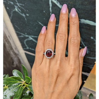 3.29 Ct. Red Spinel and Natural Diamond Pave Ring, Platinum 900 Life Style