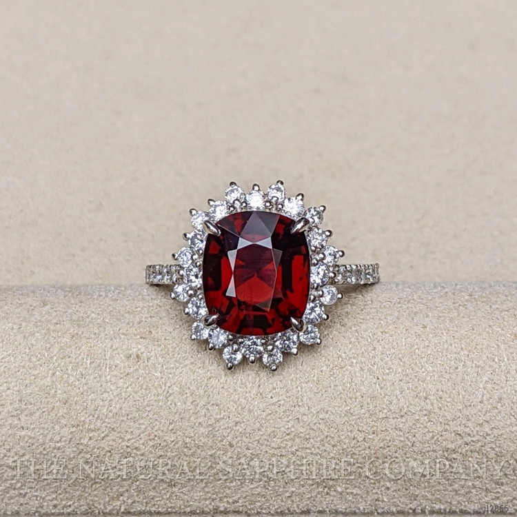 3.29 Ct. Red Spinel and Natural Diamond Pave Ring, Platinum 900