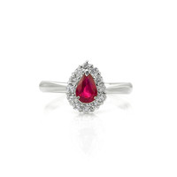 0.48 Ct. Ruby and Natural Diamond Pave Ring, Platinum 900 Video