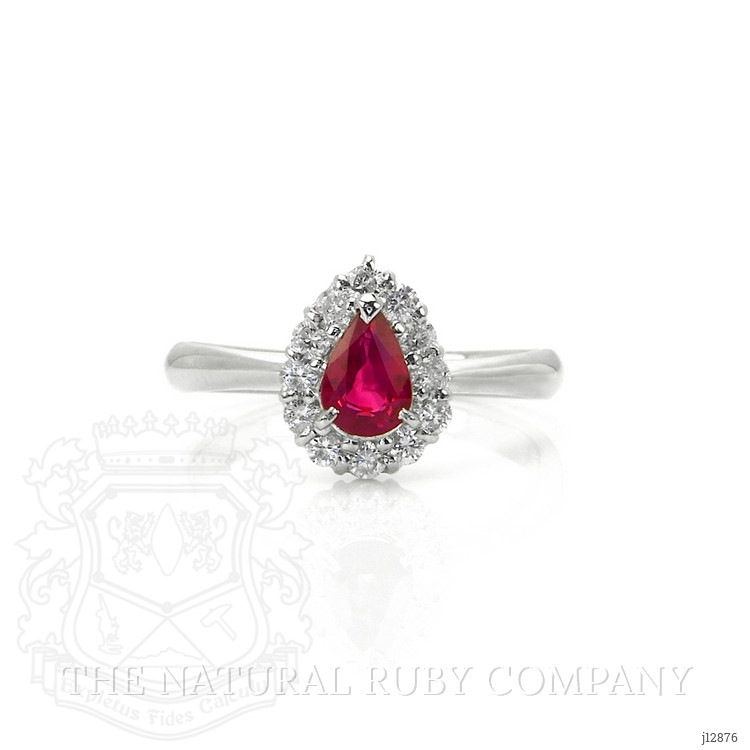 0.48 Ct. Ruby and Natural Diamond Pave Ring, Platinum 900