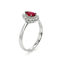 0.48 Ct. Ruby and Natural Diamond Pave Ring, Platinum 900 Image