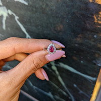0.48 Ct. Ruby and Natural Diamond Pave Ring, Platinum 900 Life Style