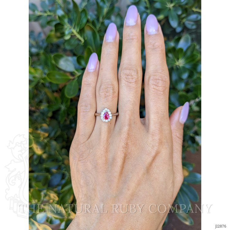 0.48 Ct. Ruby and Natural Diamond Pave Ring, Platinum 900