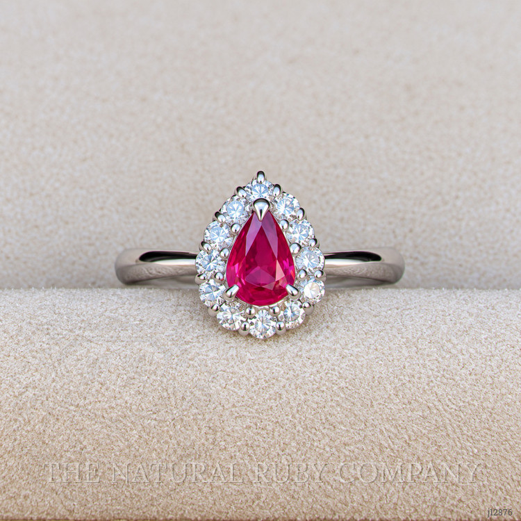 0.48 Ct. Ruby and Natural Diamond Pave Ring, Platinum 900