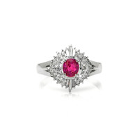 0.41 Ct. Ruby and Natural Diamond Halo Ring, Platinum 900 Video