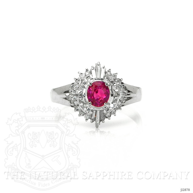 0.41 Ct. Ruby and Natural Diamond Halo Ring, Platinum 900
