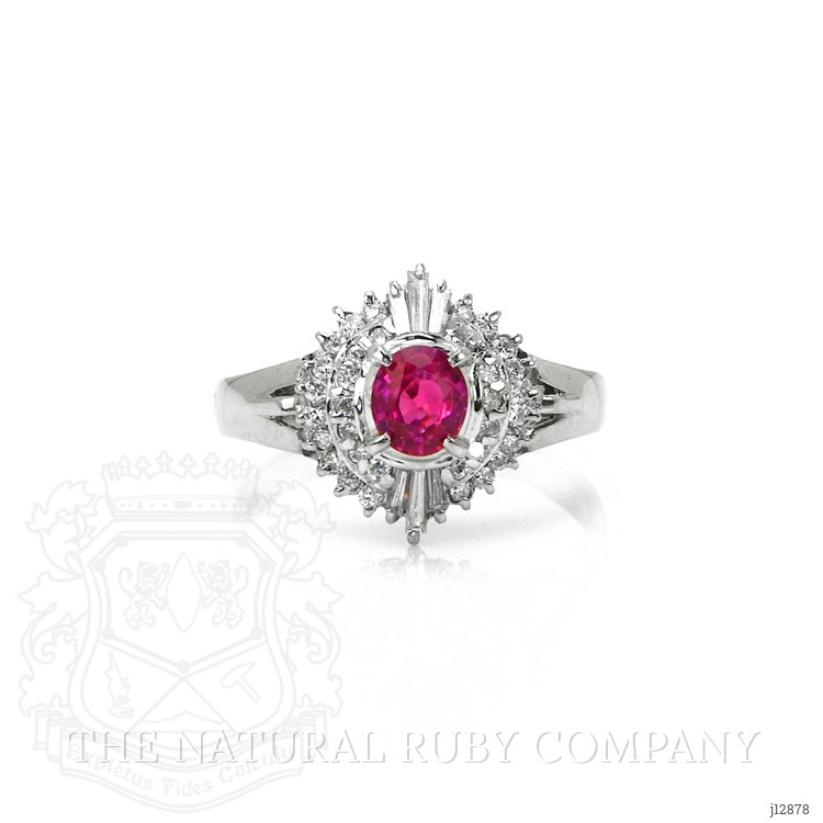 0.41 Ct. Ruby and Natural Diamond Halo Ring, Platinum 900