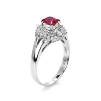 0.41 Ct. Ruby and Natural Diamond Halo Ring, Platinum 900 Image