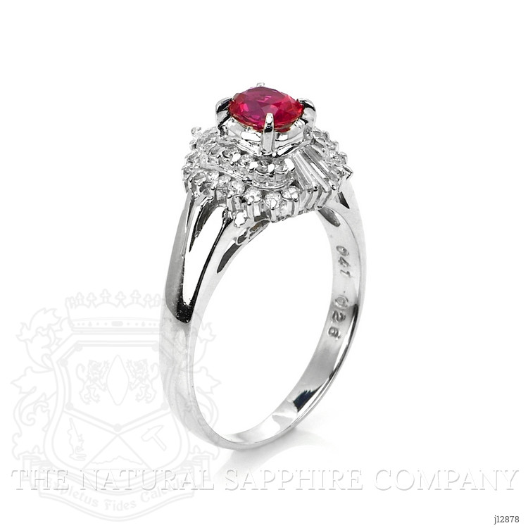 0.41 Ct. Ruby and Natural Diamond Halo Ring, Platinum 900