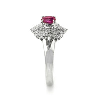 0.41 Ct. Ruby and Natural Diamond Halo Ring, Platinum 900 Image