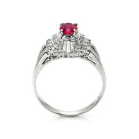 0.41 Ct. Ruby and Natural Diamond Halo Ring, Platinum 900 Image