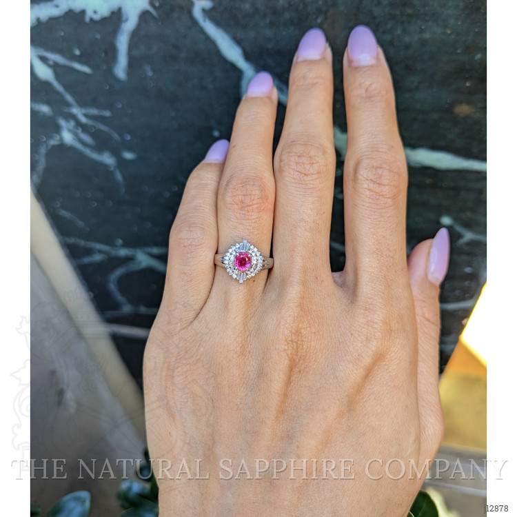 0.41 Ct. Ruby and Natural Diamond Halo Ring, Platinum 900