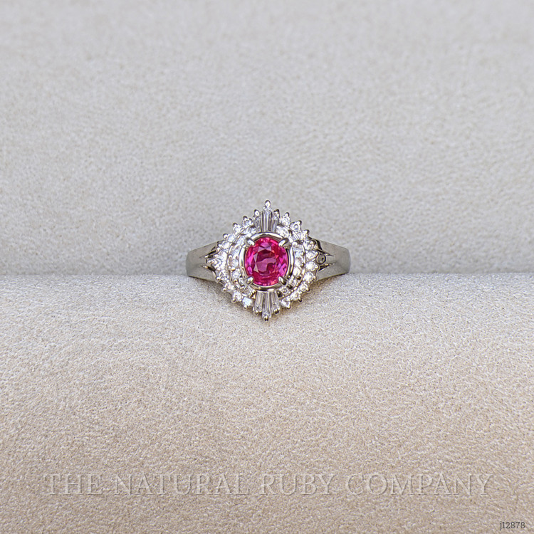 0.41 Ct. Ruby and Natural Diamond Halo Ring, Platinum 900