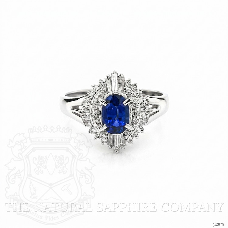 0.74 Ct. Blue Sapphire and Natural Diamond Pave Ring, Platinum 900