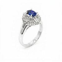 0.74 Ct. Blue Sapphire and Natural Diamond Pave Ring, Platinum 900 Image