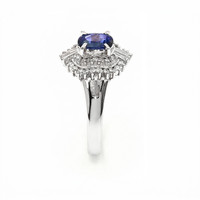0.74 Ct. Blue Sapphire and Natural Diamond Pave Ring, Platinum 900 Image