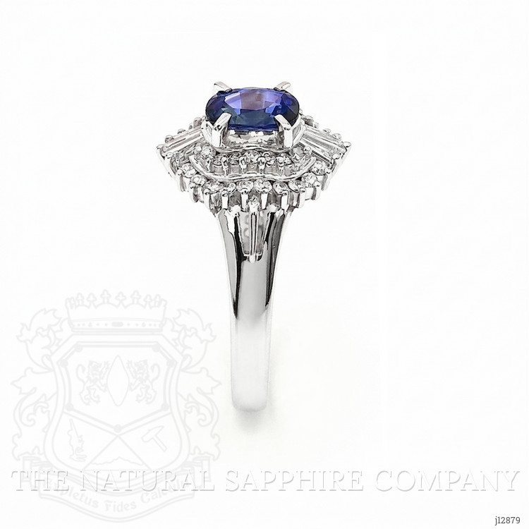 0.74 Ct. Blue Sapphire and Natural Diamond Pave Ring, Platinum 900
