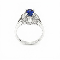 0.74 Ct. Blue Sapphire and Natural Diamond Pave Ring, Platinum 900 Image