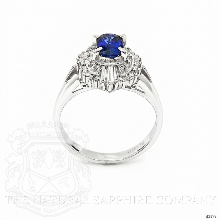 0.74 Ct. Blue Sapphire and Natural Diamond Pave Ring, Platinum 900