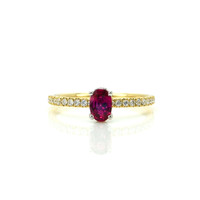 0.53 Ct. Ruby and Natural Diamond Pave Ring, 14K Yellow & White Video