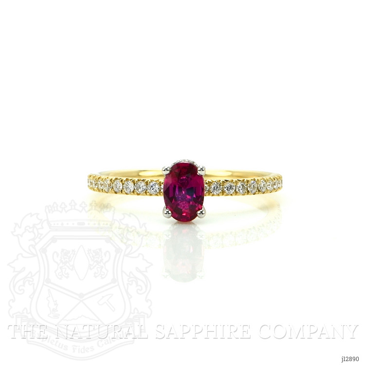 0.53 Ct. Ruby and Natural Diamond Pave Ring, 14K Yellow & White