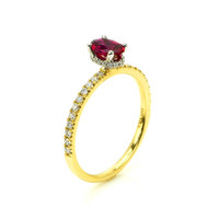 0.53 Ct. Ruby and Natural Diamond Pave Ring, 14K Yellow & White Image