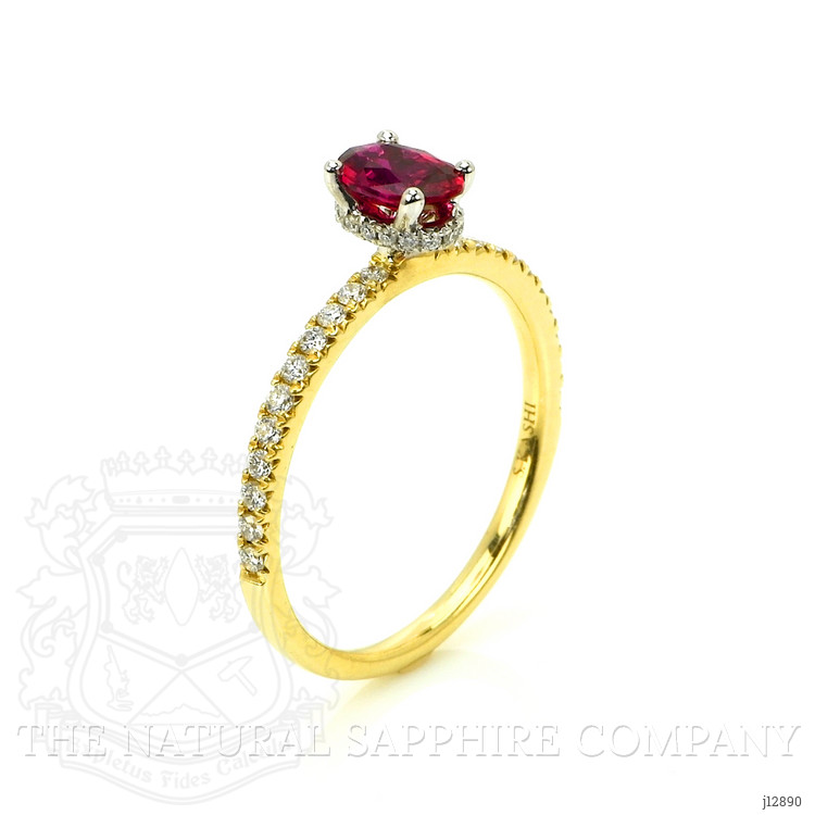 0.53 Ct. Ruby and Natural Diamond Pave Ring, 14K Yellow & White