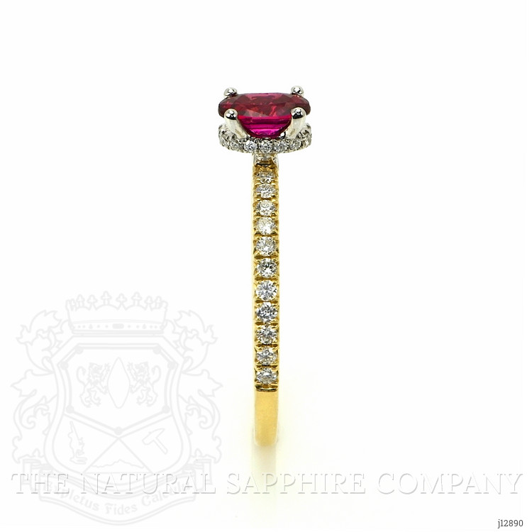 0.53 Ct. Ruby and Natural Diamond Pave Ring, 14K Yellow & White