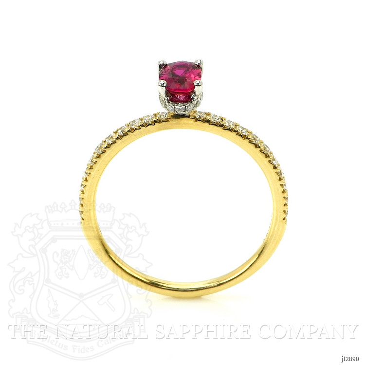0.53 Ct. Ruby and Natural Diamond Pave Ring, 14K Yellow & White