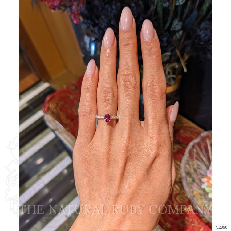 0.53 Ct. Ruby and Natural Diamond Pave Ring, 14K Yellow & White