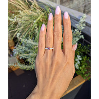 0.53 Ct. Ruby and Natural Diamond Pave Ring, 14K Yellow & White Life Style