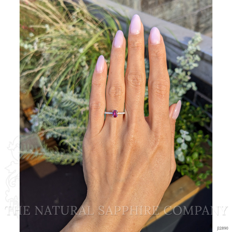 0.53 Ct. Ruby and Natural Diamond Pave Ring, 14K Yellow & White