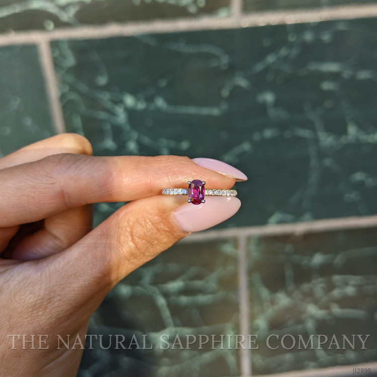 0.53 Ct. Ruby and Natural Diamond Pave Ring, 14K Yellow & White