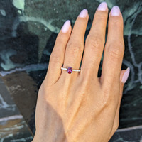 0.53 Ct. Ruby and Natural Diamond Pave Ring, 14K Yellow & White Life Style