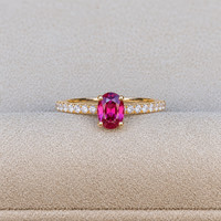 0.53 Ct. Ruby and Natural Diamond Pave Ring, 14K Yellow & White Life Style