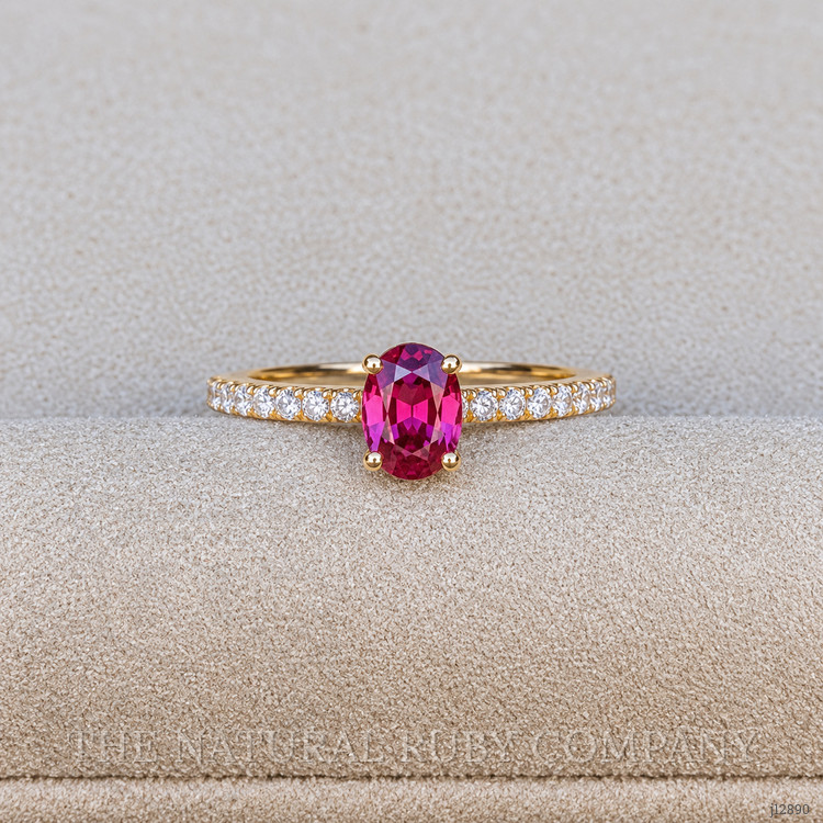 0.53 Ct. Ruby and Natural Diamond Pave Ring, 14K Yellow & White