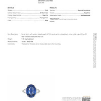 9.24 Ct. Blue Sapphire and Natural Diamond Three Stone Ring, 18K White Gold Pdf