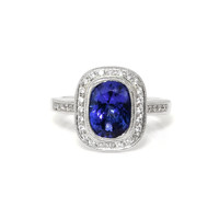 2.53 Ct. Violet Tanzanite and Natural Diamond Pave Ring, 14K White Gold Video