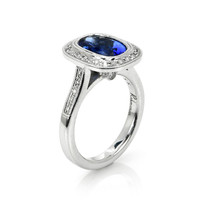 2.53 Ct. Violet Tanzanite and Natural Diamond Pave Ring, 14K White Gold Image