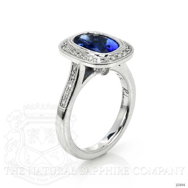 2.53 Ct. Violet Tanzanite and Natural Diamond Pave Ring, 14K White Gold