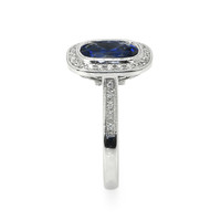 2.53 Ct. Violet Tanzanite and Natural Diamond Pave Ring, 14K White Gold Image